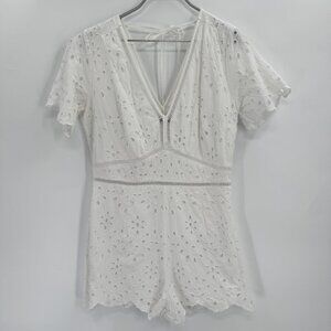 Abercrombie & Fitch White Eyelet Lace Romper size L Women's